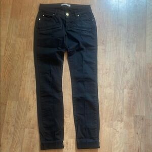 Balmain Coated cotton moto pants skinny cuffed biker jeans low rise